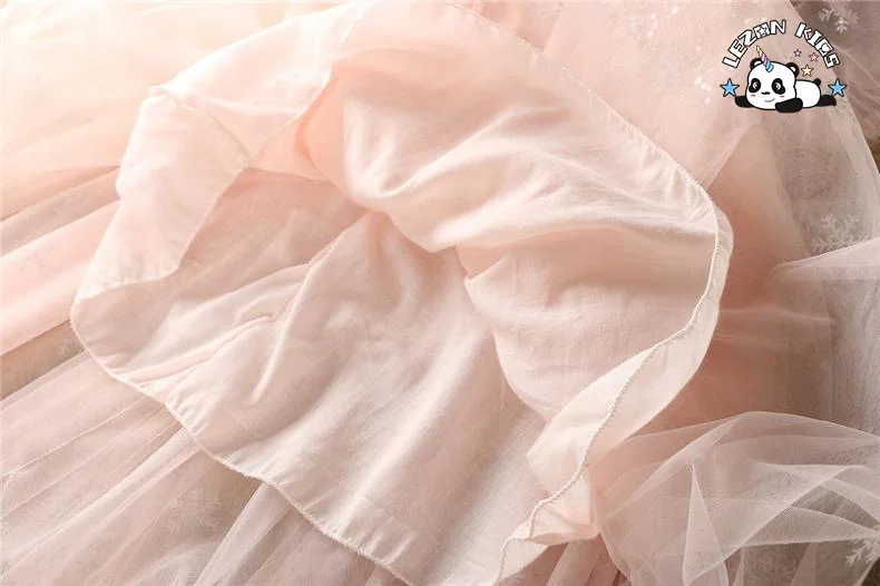 LEZONKIDS - Customizable Fashion Children's Clothing Fancy Party Dress Pink Tulle Flower Dresses for Girls